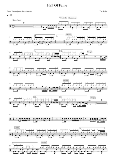 Hall Of Fame (arr. Drum Transcription: Leo Alvarado)
