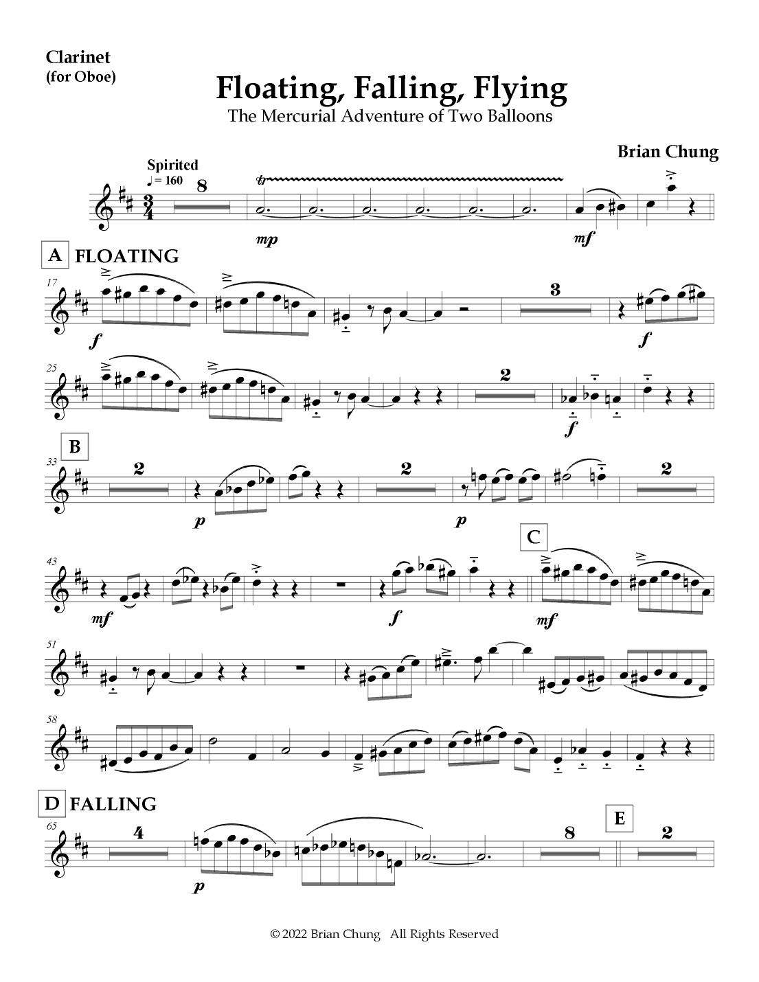 Floating, Falling, Flying (parts for other instrumental combinations)