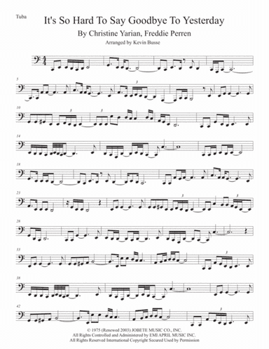 It's So Hard To Say Goodbye To Yesterday (arr. Kevin Busse)