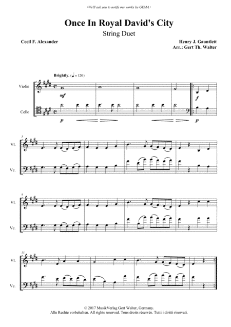 Once In Royal David's City (arr. Gert Th. Walter)