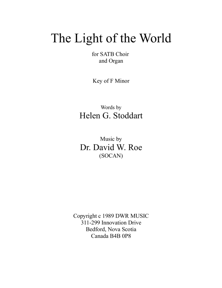 The Light of the World for SATB Choir and Organ