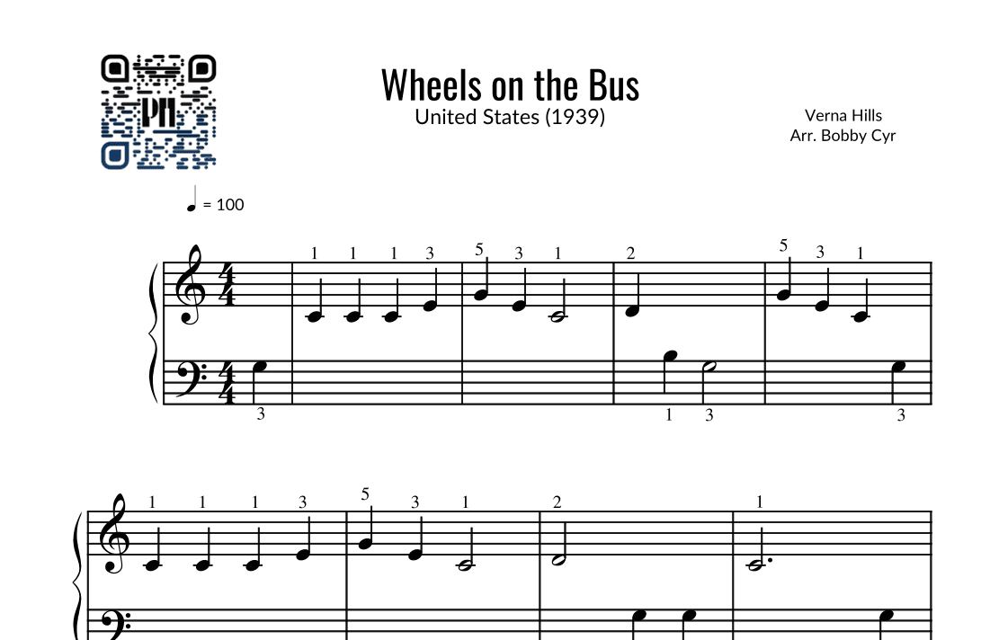 The Wheels On The Bus (Easy Piano) (arr. Bobby Cyr - Piano Notion)