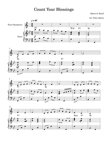 Count Your Blessings (Tenor Sax Solo and Piano) (arr. Tyler Adams)