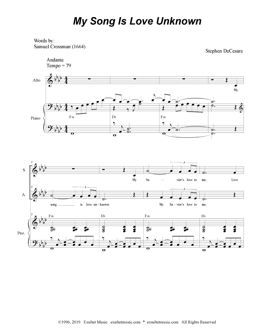 My Song Is Love Unknown (Duet for Soprano and Alto Solo)