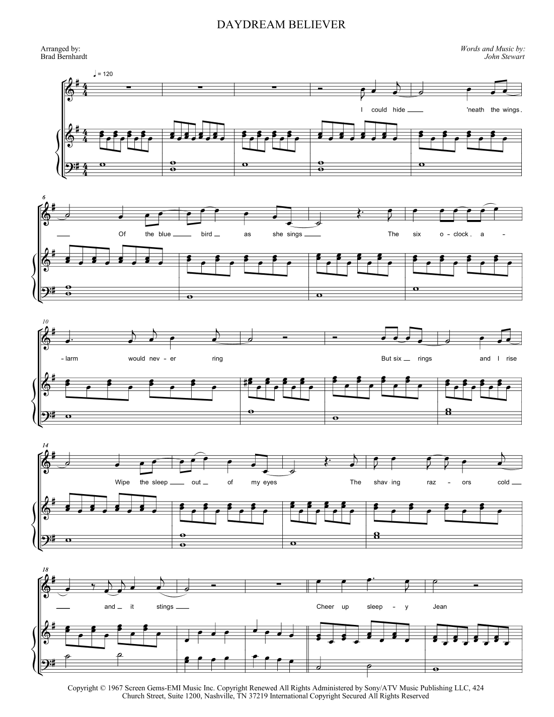 Daydream Believer (arr. Brad Bernhardt)