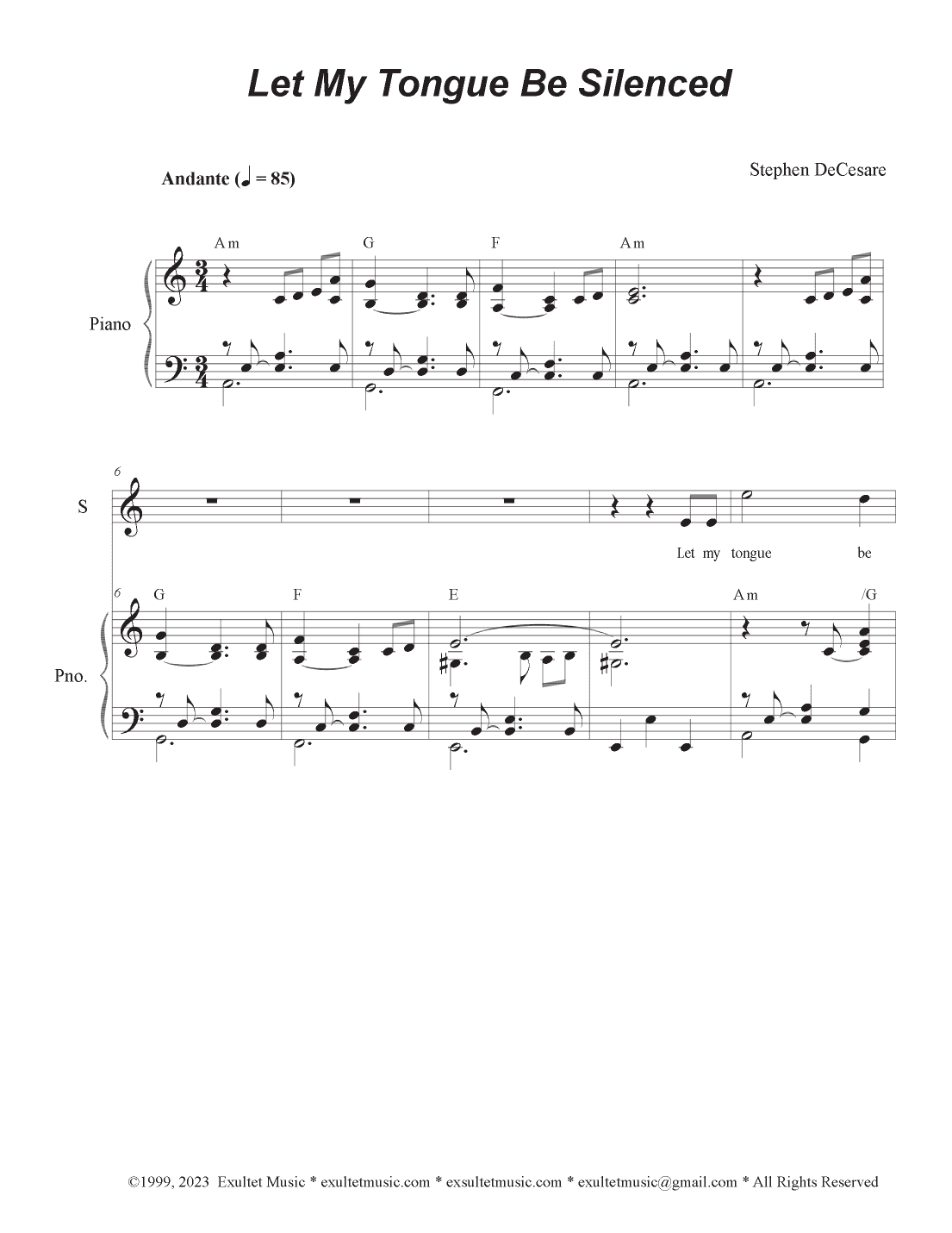 Let My Tongue Be Silenced (Duet for Soprano and Tenor solo)