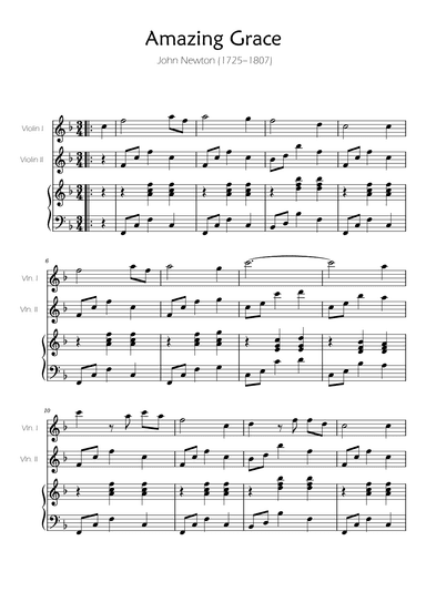 Amazing Grace - Violin Duet w/ Piano Accompaniment (arr. Ygor Nunes)