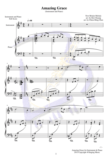 Amazing Grace, for Instrument and Piano (arr. Ifen Chuang, Chien-Ming Chen)