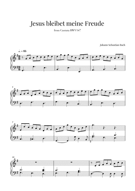 Bach - Jesus bleibet meine Freude for Piano Solo (arr. Cadenza Editions)