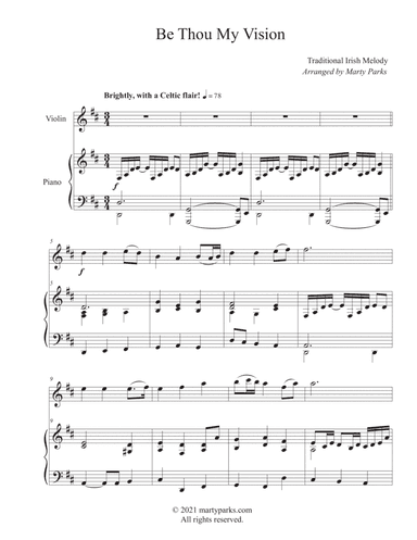Be Thou My Vision (Violin-Piano) (arr. Marty Parks)