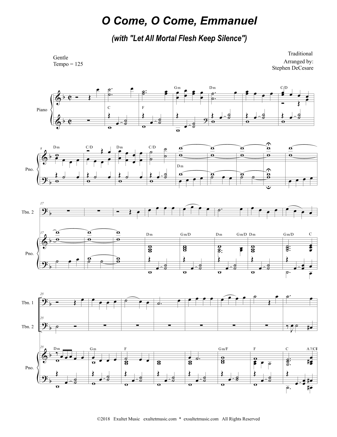 O Come, O Come, Emmanuel (with "Let All Mortal Flesh Keep Silence") (Trombone Duet) (arr. Stephen DeCesare)