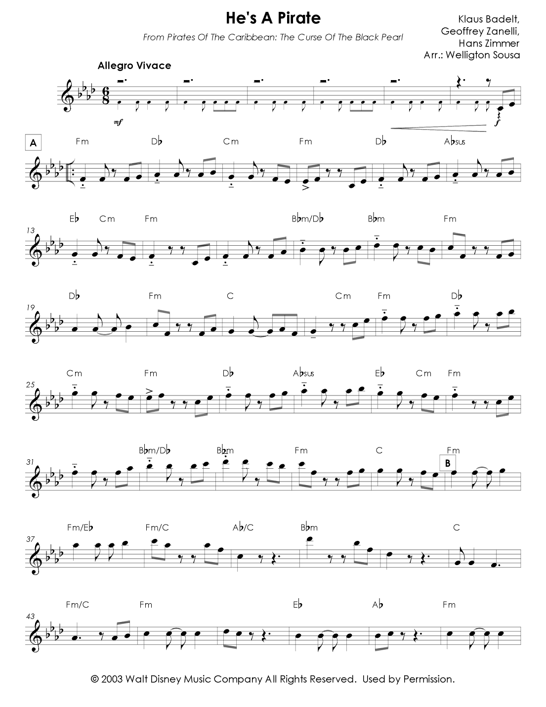 He's A Pirate (arr. Jose Welligton Sousa de Castro)