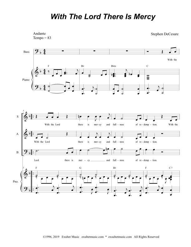 With The Lord There Is Mercy (for SAB)