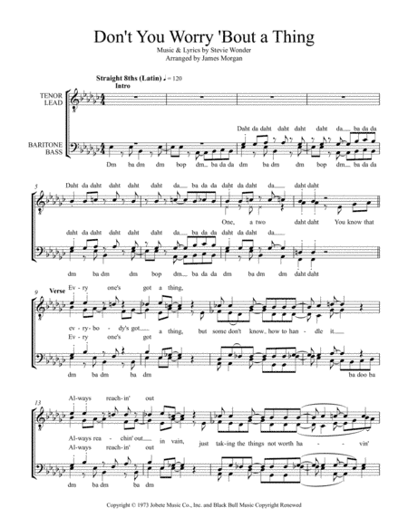 Don't You Worry 'bout A Thing (arr. Arranged by James Morgan)