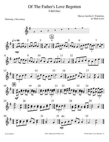 Of the Father's Love Begotten - 8-Bell Ensemble - G major (arr. Mark R Lewis)