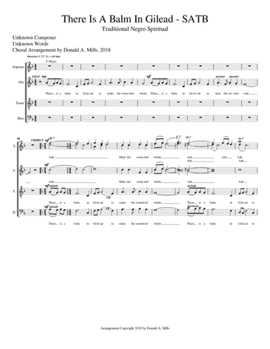 There Is A Balm In Gilead SATB (arr. Donald A. Mills, 2018)