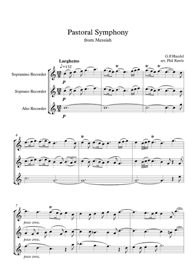 Pastoral Symphony - Recorder Trio (arr. Phil Rawle)