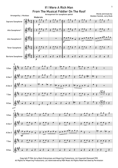 If I Were A Rich Man (arr. John Nicolaus)