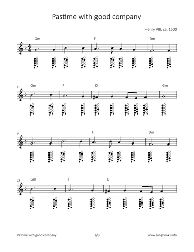 Pastime with good company (arr. songbooks.info)