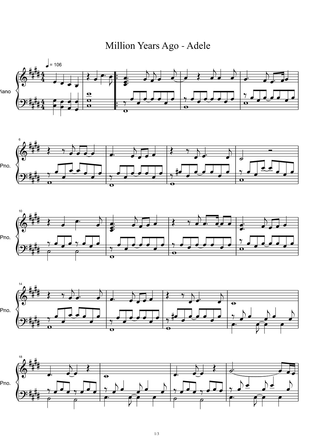 Million Years Ago (arr. Adele Adkins)