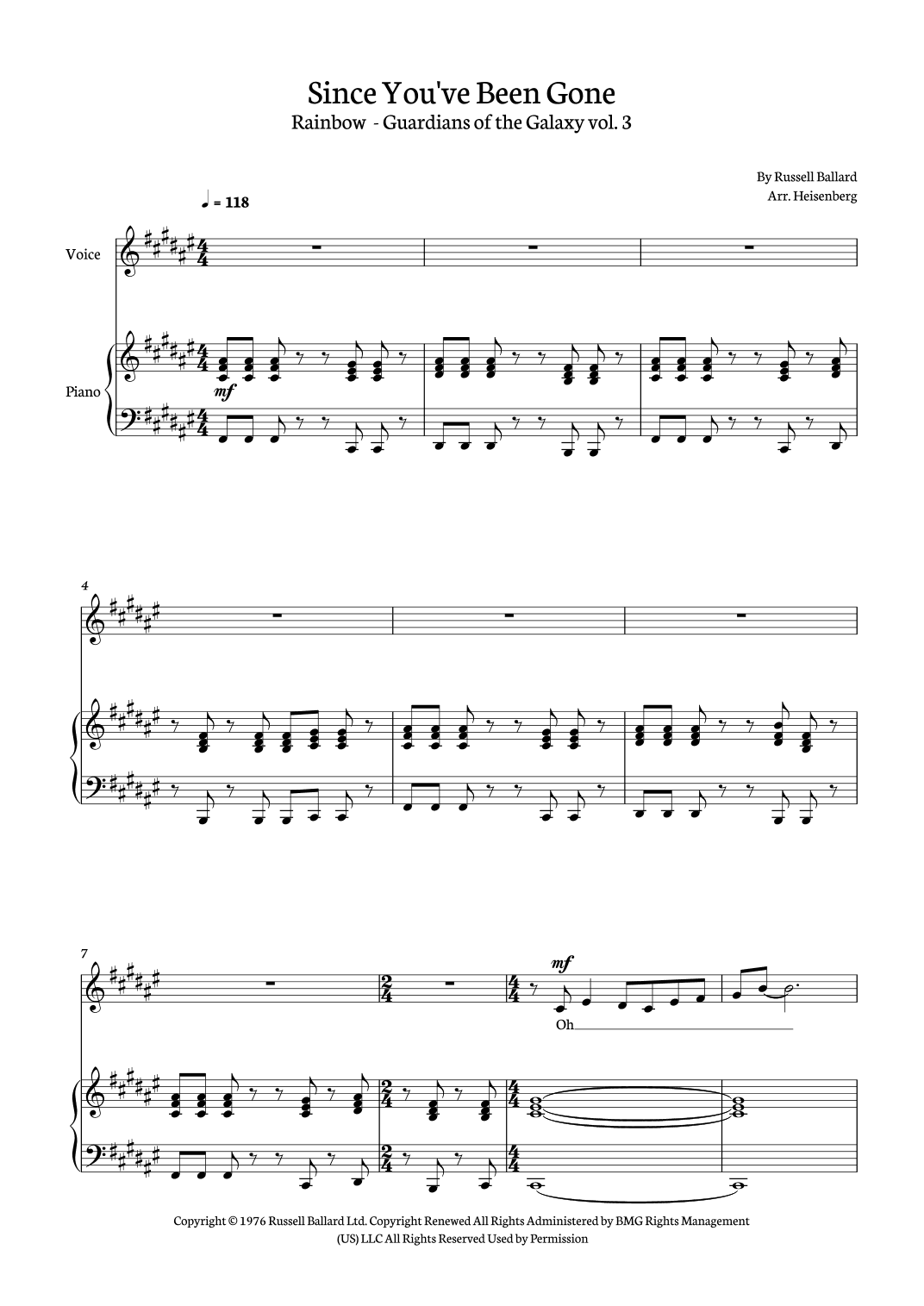 Since You've Been Gone (arr. Heisenberg)
