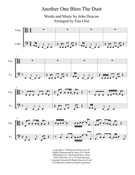 Another One Bites The Dust (arr. Publishead by Ena Grin)
