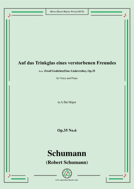 Schumann-Auf das Trinkglas eines...,Op.35 No.6 in A flat Major,for V&Pno (arr. MSM)