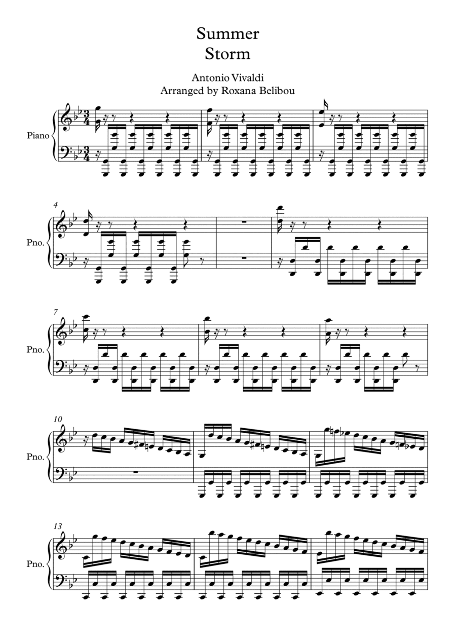Summer (Storm) from The Four Seasons Vivaldi Piano (arr. Roxana Belibou)