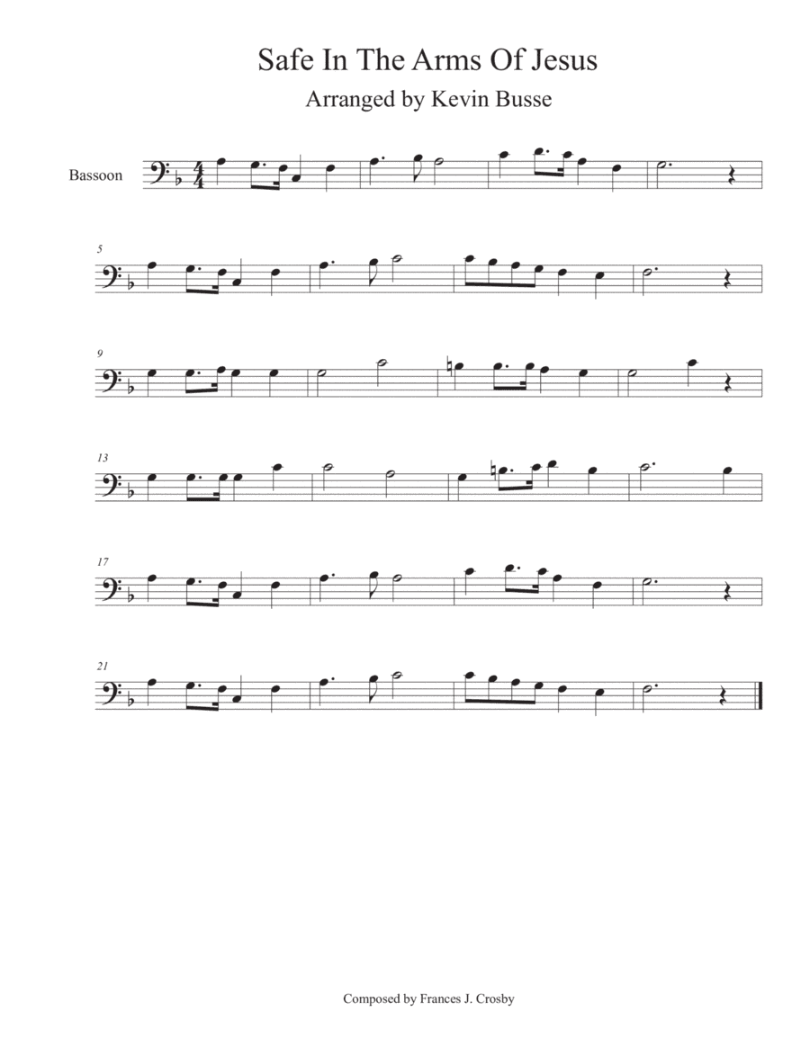 Safe In The Arms Of Jesus - Bassoon (arr. Kevin Busse)