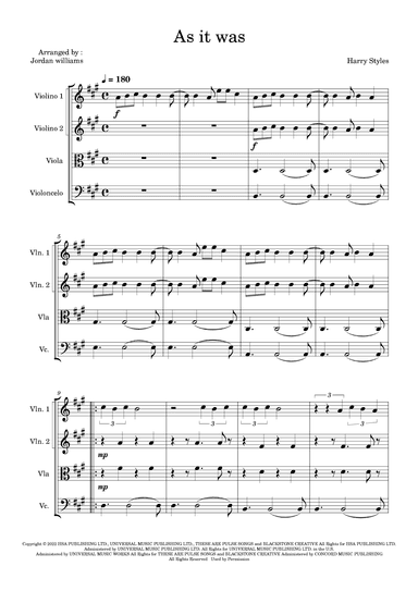 As It Was (arr. Jordan williams)