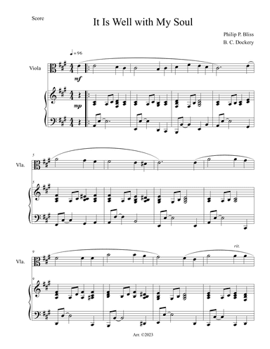 It Is Well with My Soul (Viola Solo with Piano Accompaniment) (arr. B. C. Dockery)