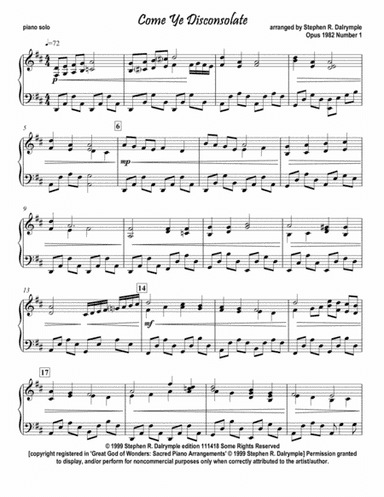 Come Ye Disconsolate - Piano Solo (arr. Stephen R. Dalrymple (Dalrymple Designs))