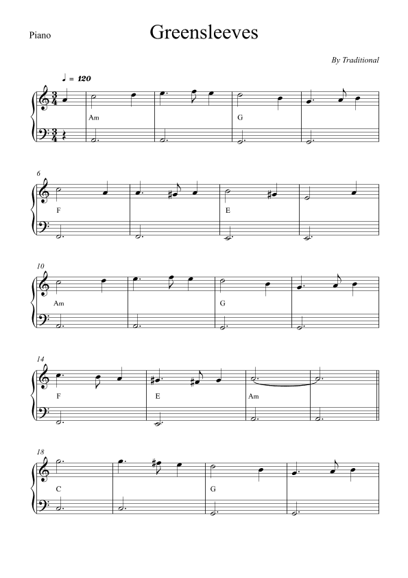 Greensleeves - Piano (arr. Wesley S. SIlva)