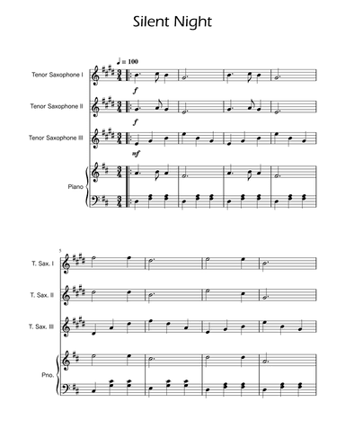 Silent Night - Ten Sax Trio w/ Piano (arr. Ygor Nunes)
