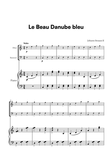 Johann Strauss II - Le Beau Danube bleu for Oboe, Bassoon and Piano (arr. Cadenza Editions)