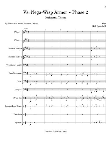 Sonic Colors~Nega Whisp Armor Phase II - Score Only (arr. Nickolas Cassella II)