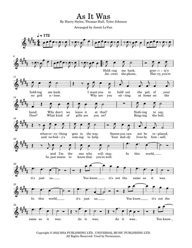 As It Was (arr. Jarett LeVan)