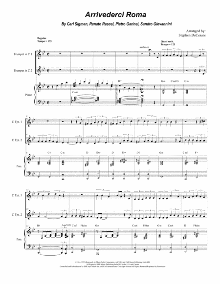 Arrivederci Roma (goodbye To Rome) (arr. Stephen DeCesare)