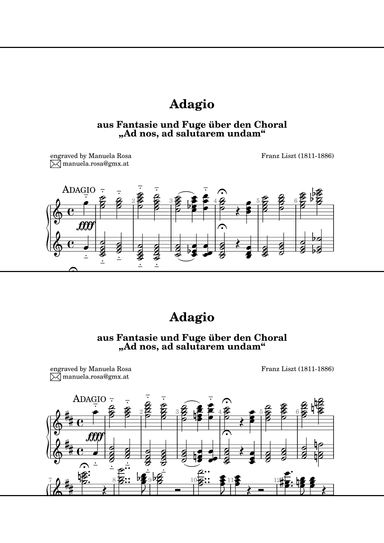 Adagio (Franz Liszt; aus Fantasie und Fuge über den Choral „Ad nos, ad salutarem undam“) (arr. Manuela Rosa)