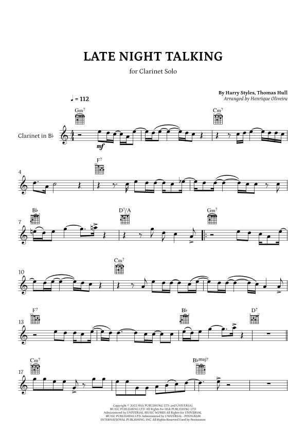 Late Night Talking (arr. Henrique Oliveira)