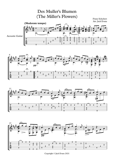 Schubert- Des Muller's Blumen (The Miller's Flowers), solo guitar) (arr. Jack Evans)