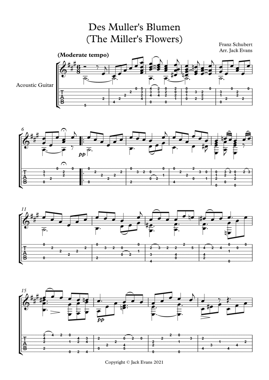Schubert- Des Muller's Blumen (The Miller's Flowers), solo guitar) (arr. Jack Evans)