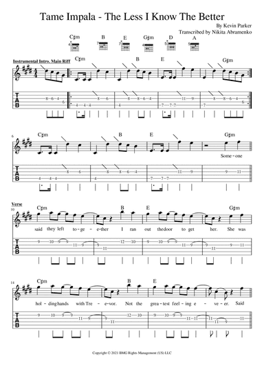 The Less I Know The Better (arr. Nikita Abramenko)