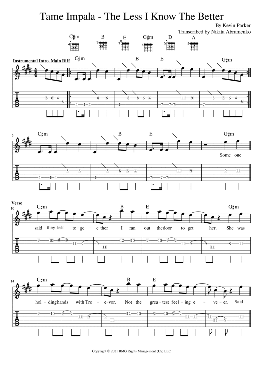 The Less I Know The Better (arr. Nikita Abramenko)