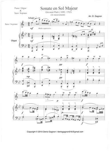 Sonate en Sol Majeur (3e mouvement) (arr. D. Gagnon)