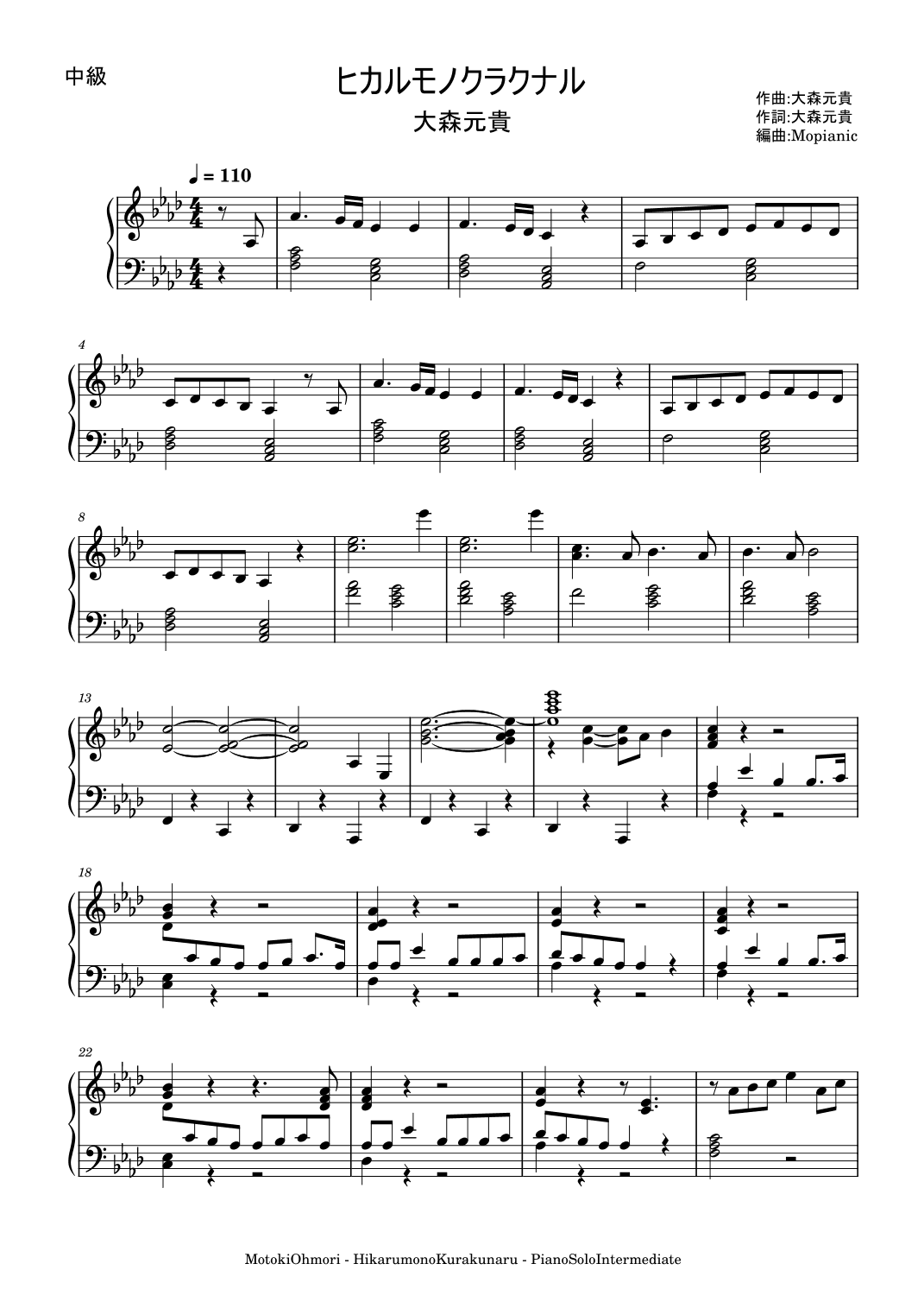 Hikarumono Kurakunaru (arr. Mopianic)