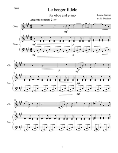 Le berger fidèle (The Faithful Shepherd) (arr. Robert Debbaut)