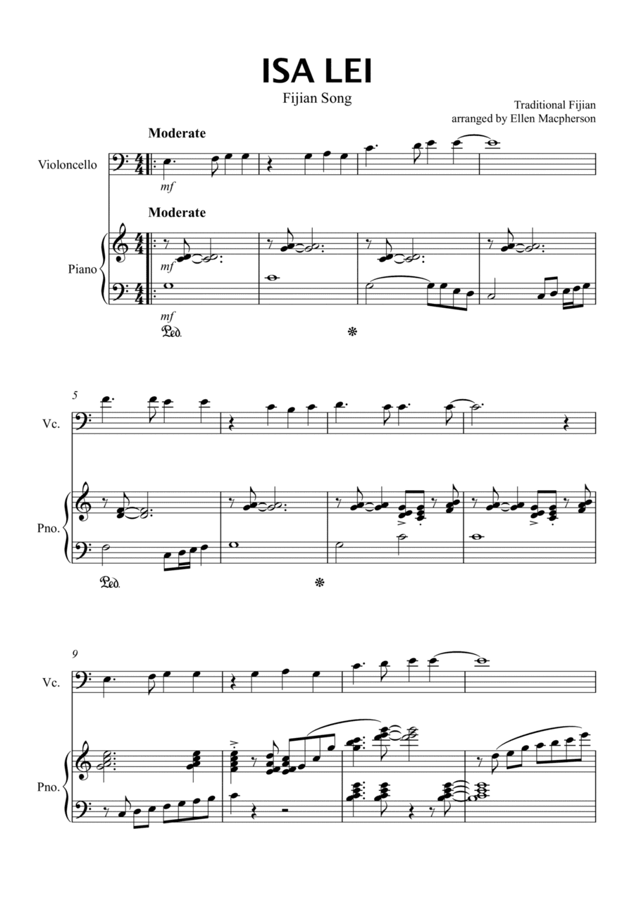 ISA LEI for CELLO and JAZZ PIANO (arr. Ellen Macpherson)