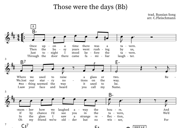 Those were the days (Dorogoi dlinnoju) (arr. Christoph Fleischmann)