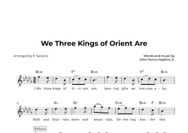 We Three Kings of Orient Are (Key of D-Flat Major) (arr. R. Salvario)